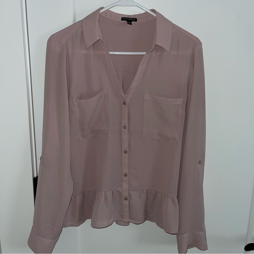 EXPRESS MAUVE BLOUCE WITH PEPLUM RUFFLE